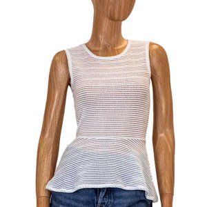 BCBGMAXAZRIA Eyelet Peplum White Top, S, EUC